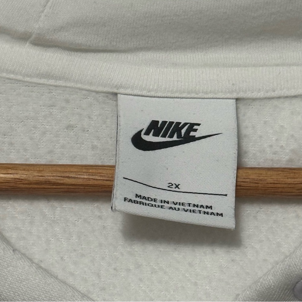 Nike Spellout Swoosh White Hoodie Cotton Blend Sweatshirt Women’s 2X Pullover - Picture 5 of 10